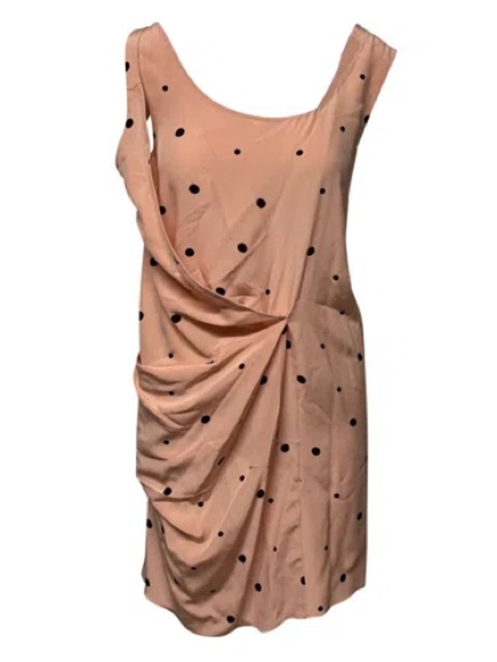 Marni‎ Silk Polka Dot Draped Dress Pink Black Sleeveless IT 40